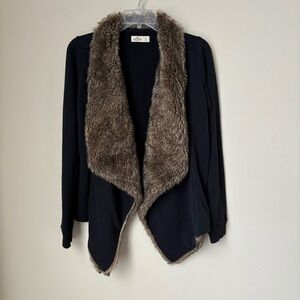 Hollister Black Cardigan with Faux Fur